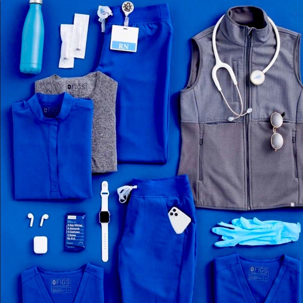 Figs Hospital Blue Scrub Top & Bottom